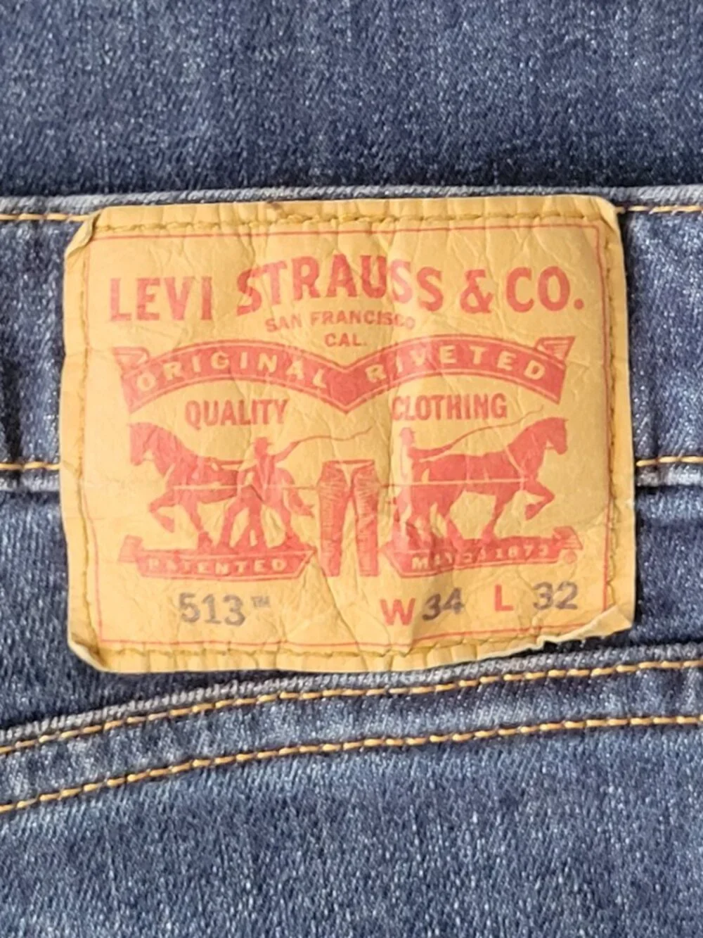 Men's 513 Levi's Blue Jeans Straight Leg 34 x 32